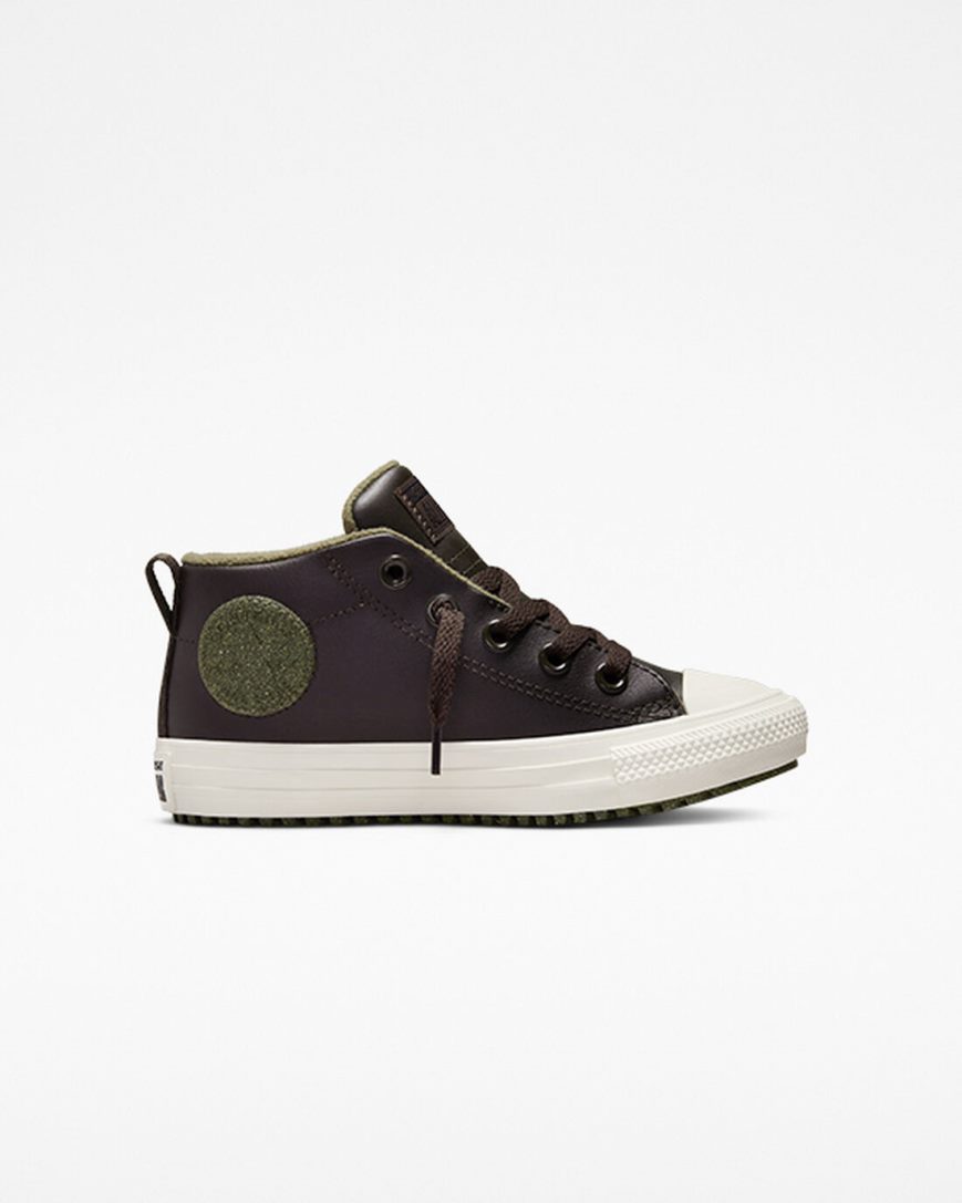 Tenis Converse Chuck Taylor All Star Street Boot Couro Cano Alto Menino Marrom | PT E03T750